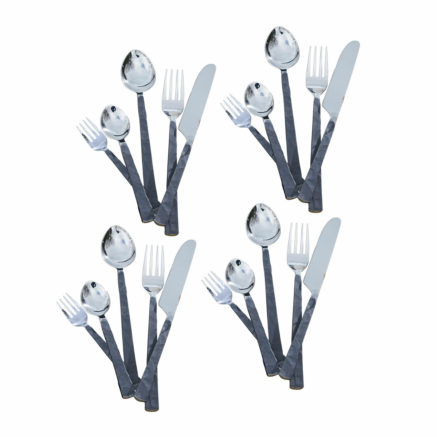 Besteckset Millante aus Edelstahl mit schwarzen Griffen und silbernen Köpfen, modernes Design