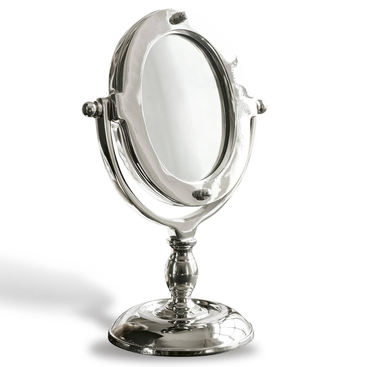 Eleganter Tischspiegel aus Metall in Silber, ideal für Dekoration und den täglichen Gebrauch