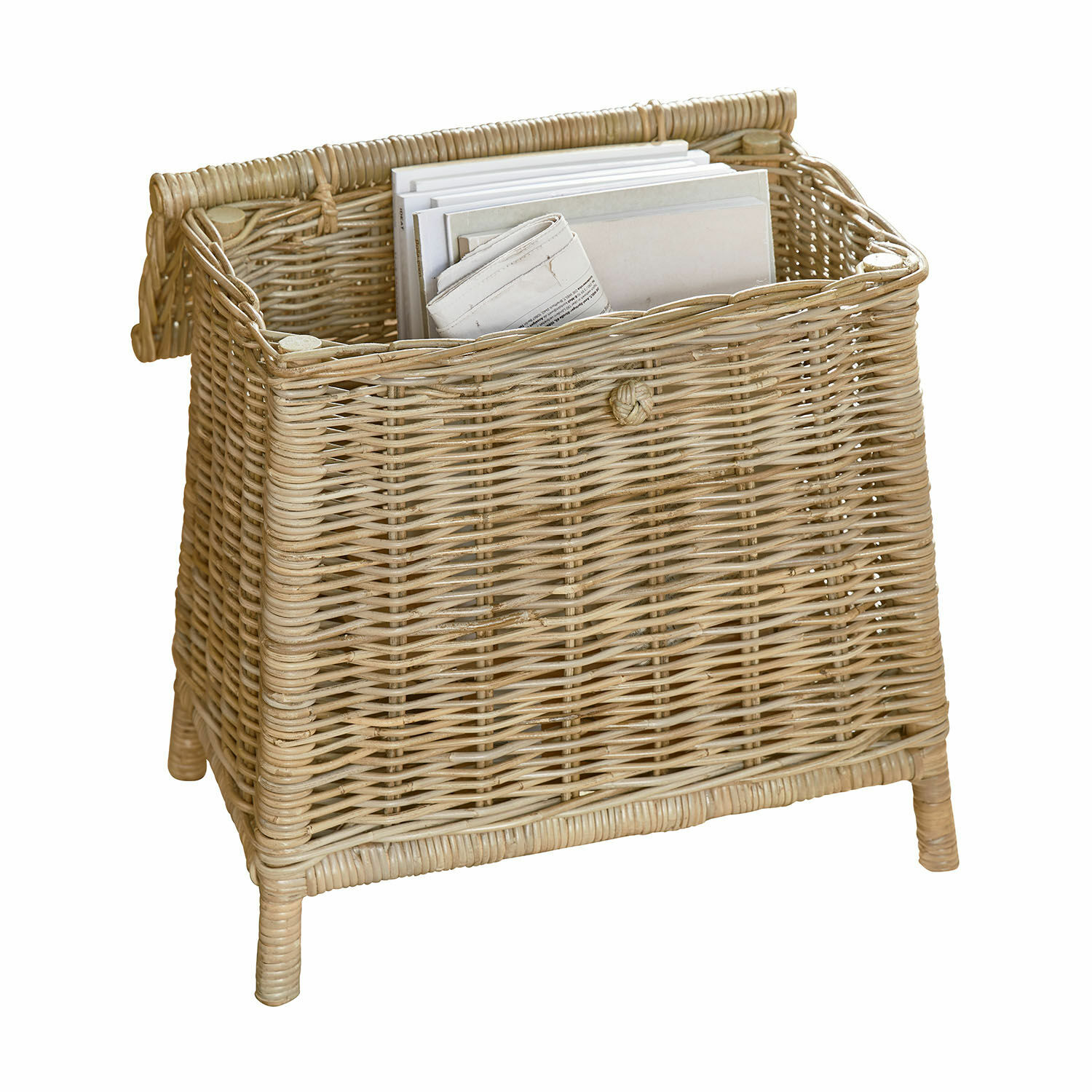 Truhe Tavillan Natürlicher Rattankorb mit Deckel, ideal zur Aufbewahrung von Zeitungen und Dokumenten