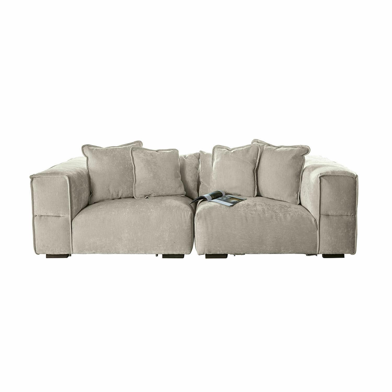 Sofa Gémonville Beige Sofa aus weichem Stoff mit Kissen, modernes Wohnzimmermöbel für Komfort