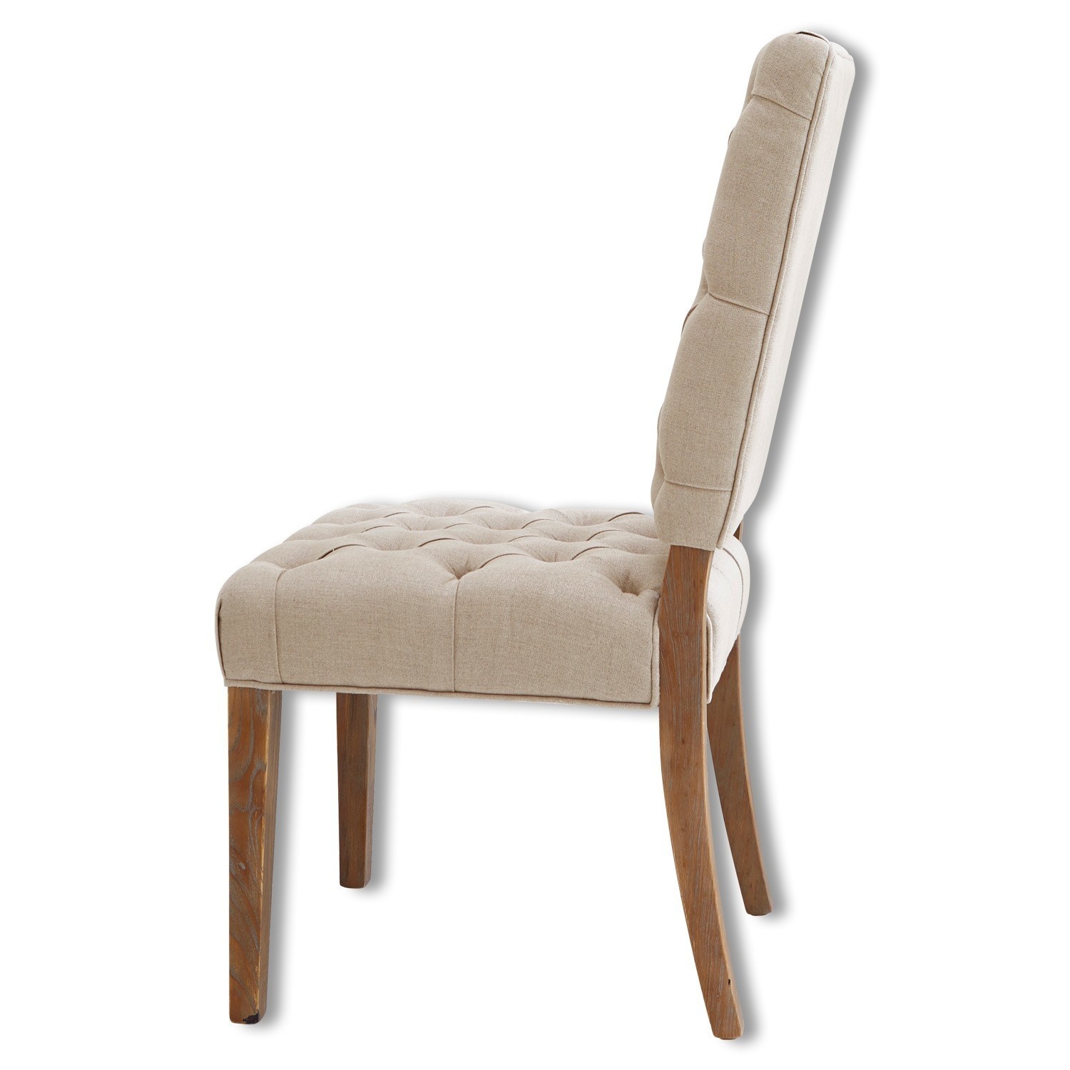 Beiges, gepolstertes Stuhl mit Holzbeinen im Vintage-Stil, bequem für Esszimmer