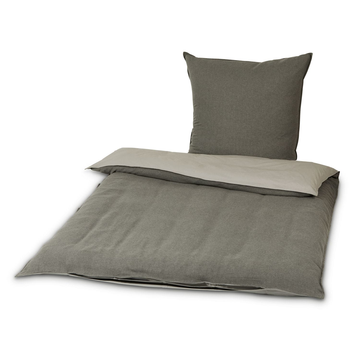 Bettwäsche Mynatt Bettwäsche-Set in Grau und Beige aus weichem Material mit Kissen für gemütliches Schlafzimmer