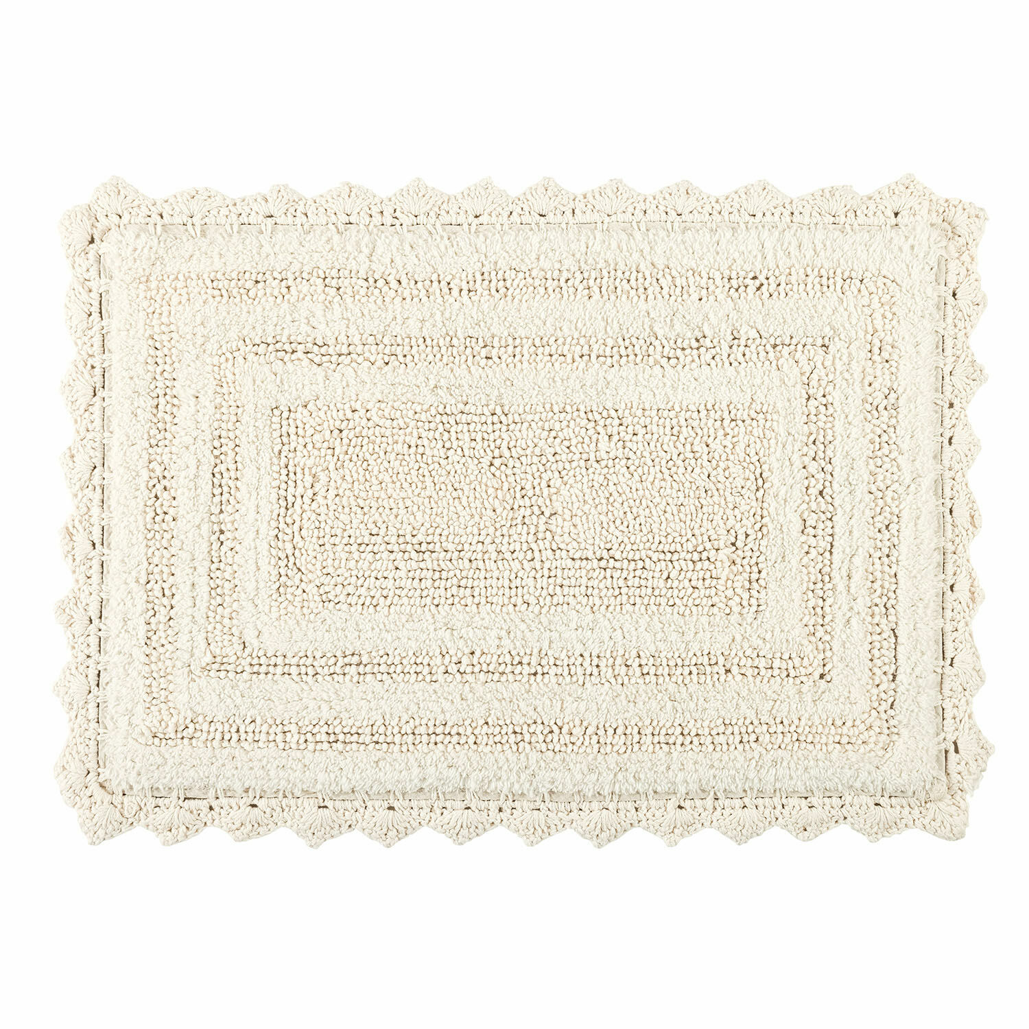 Cremefarbene Badematte Yalexir aus weicher Baumwolle, rutschfest und saugfähig für Badezimmer