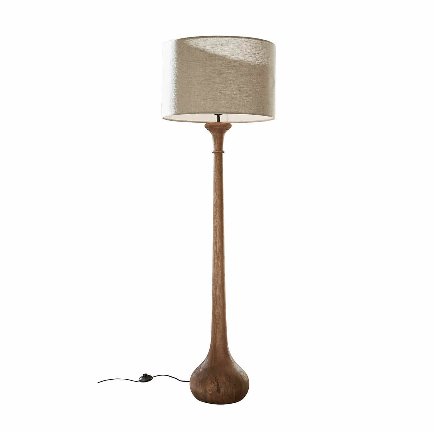 Stehlampe Andrées Stehlampe mit Holzfuß und beigem Stoffschirm, modernes Design für Wohnzimmer