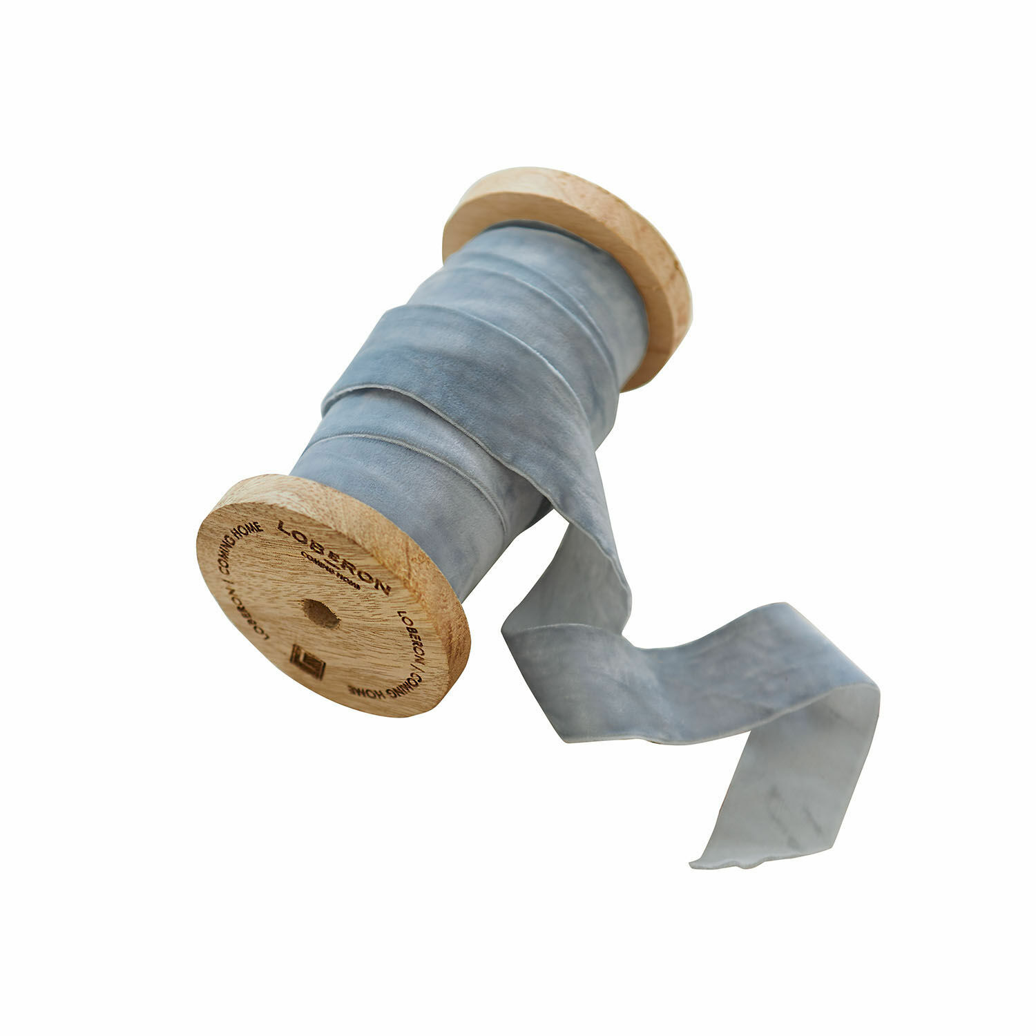 Samtband Andaris Blaue Samtbandrolle auf Holzspule für Dekoration und Basteln