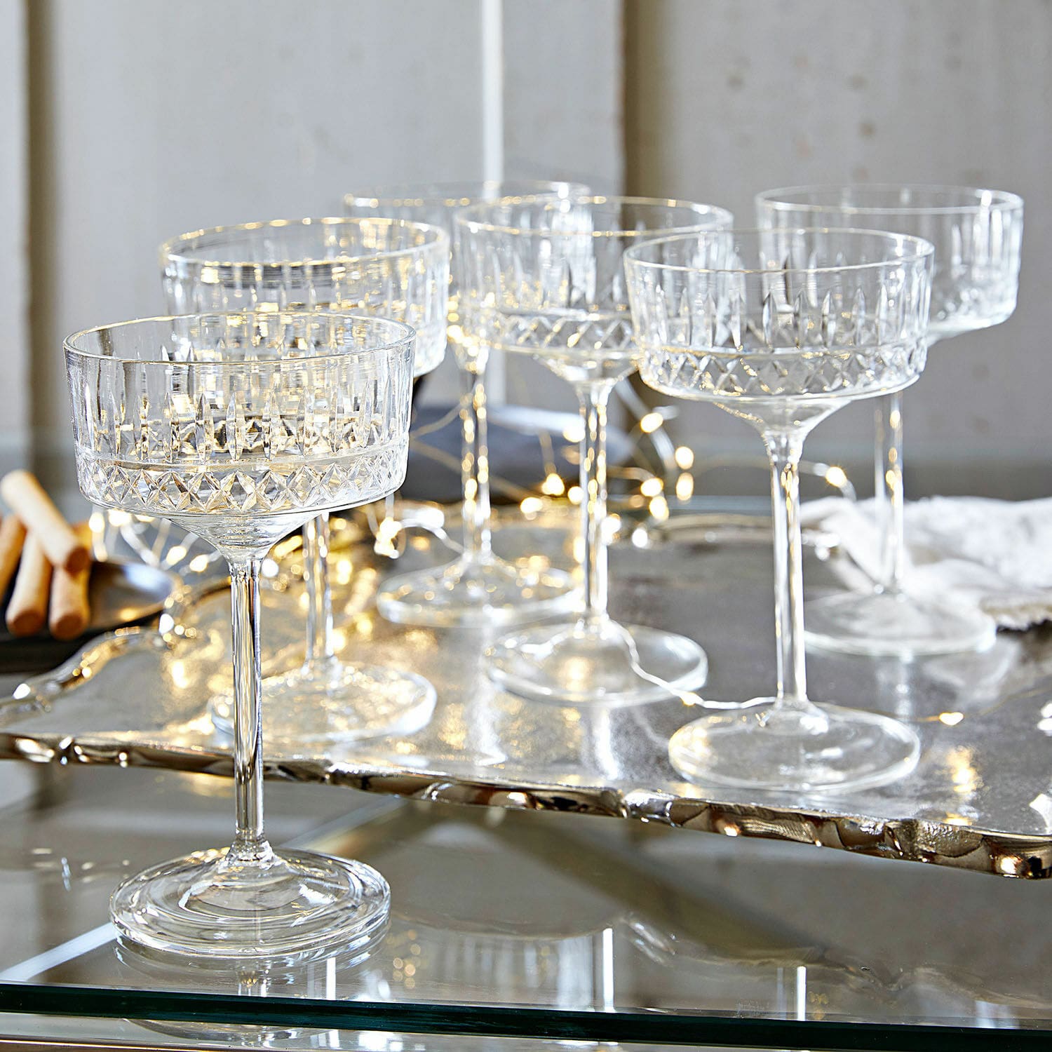 Sektglas 6er Set Deion Sechsteiliges Set Kristall-Cocktailgläser mit dekorativem Schliffmuster, elegantes Trinkglas-Set