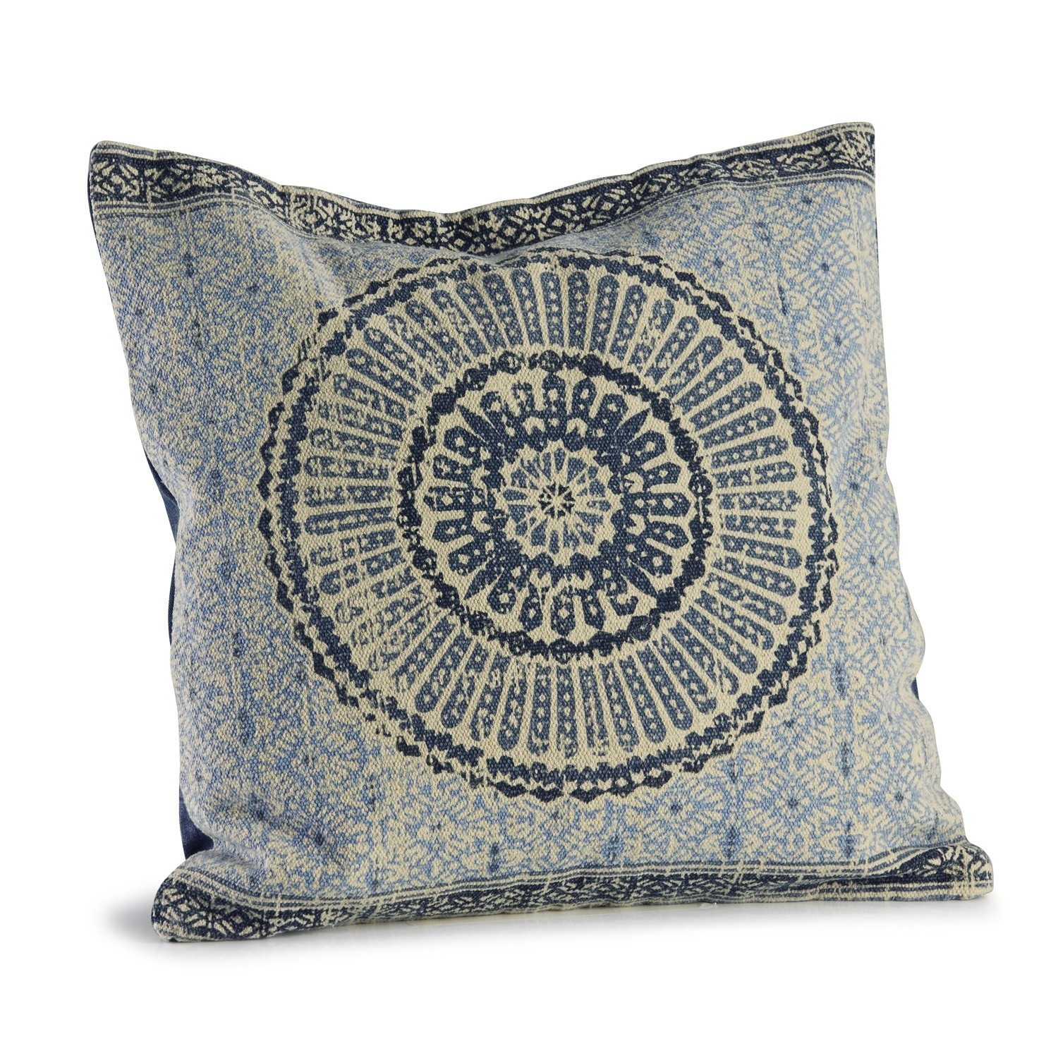 Kissen Kelcie Dekorativer Baumwoll-Kissenbezug in Blau mit geometrischem Muster für Wohnräume