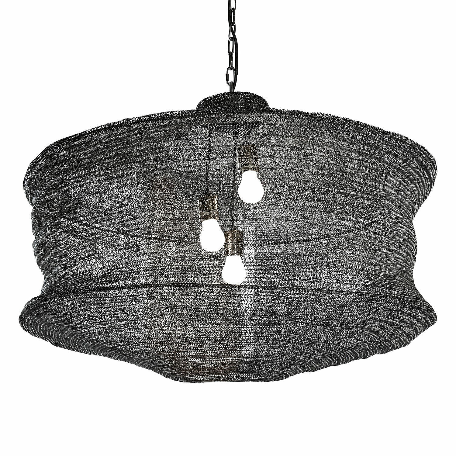 Hängelampe Valerique aus anthrazitfarbenem Metall mit feiner Maschenstruktur und drei Leuchtmitteln