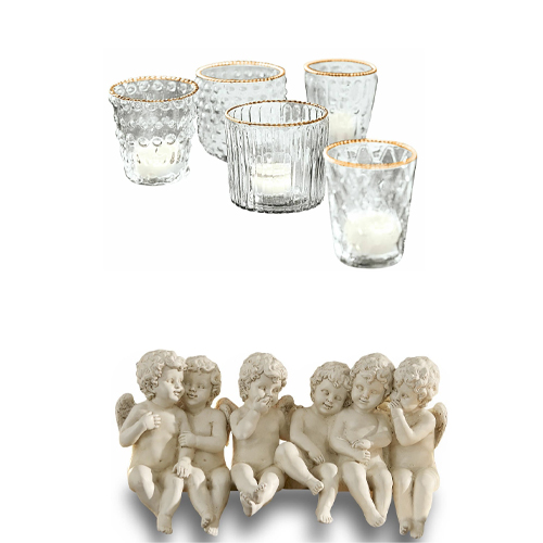 Fünf Glas-Teelichthalter mit goldenem Rand, dekoratives Set für stimmungsvolle Beleuchtung
