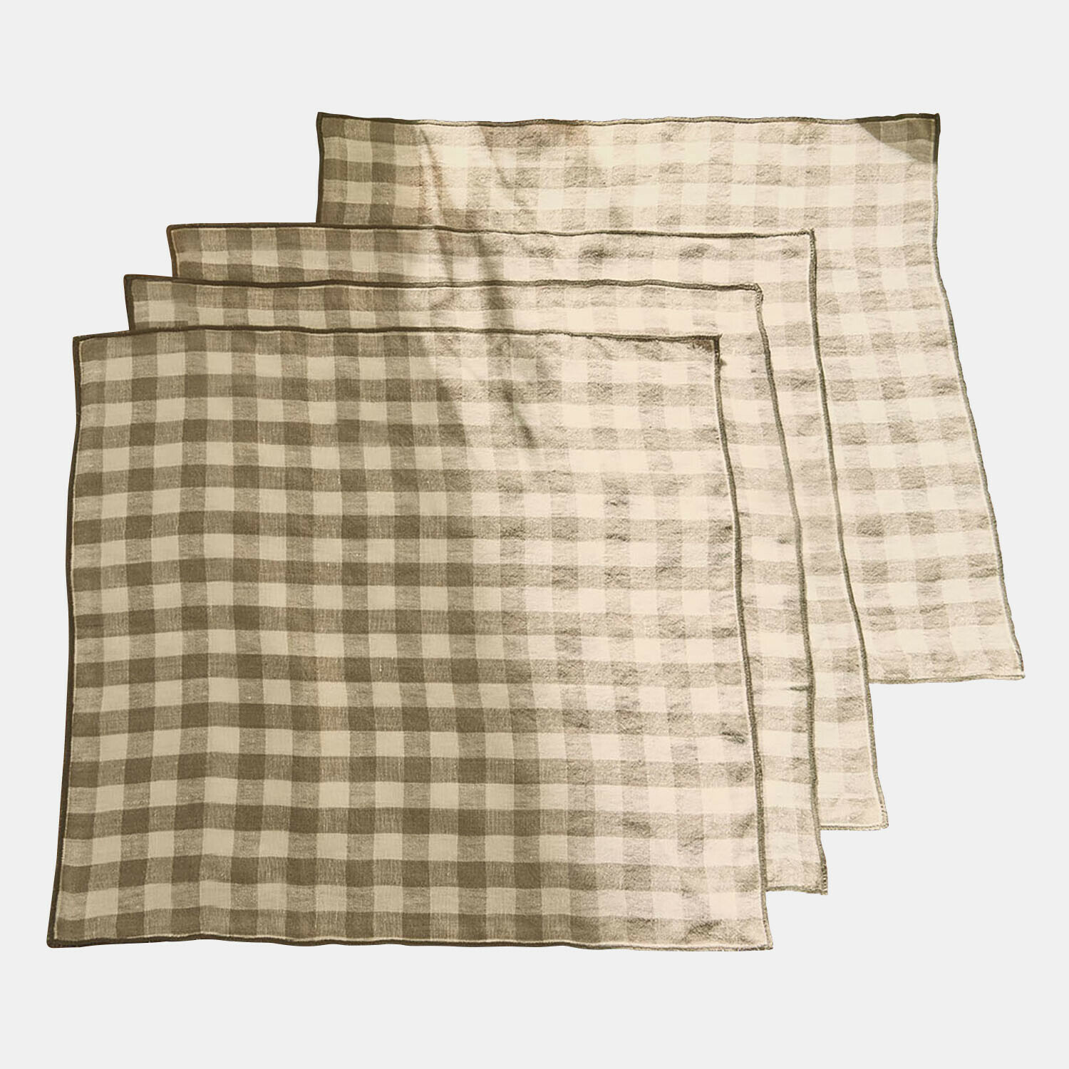 Serviette 4er Set Marrowby Set aus vier karierten Baumwollservietten in Beige-Weiß für Tischdekoration