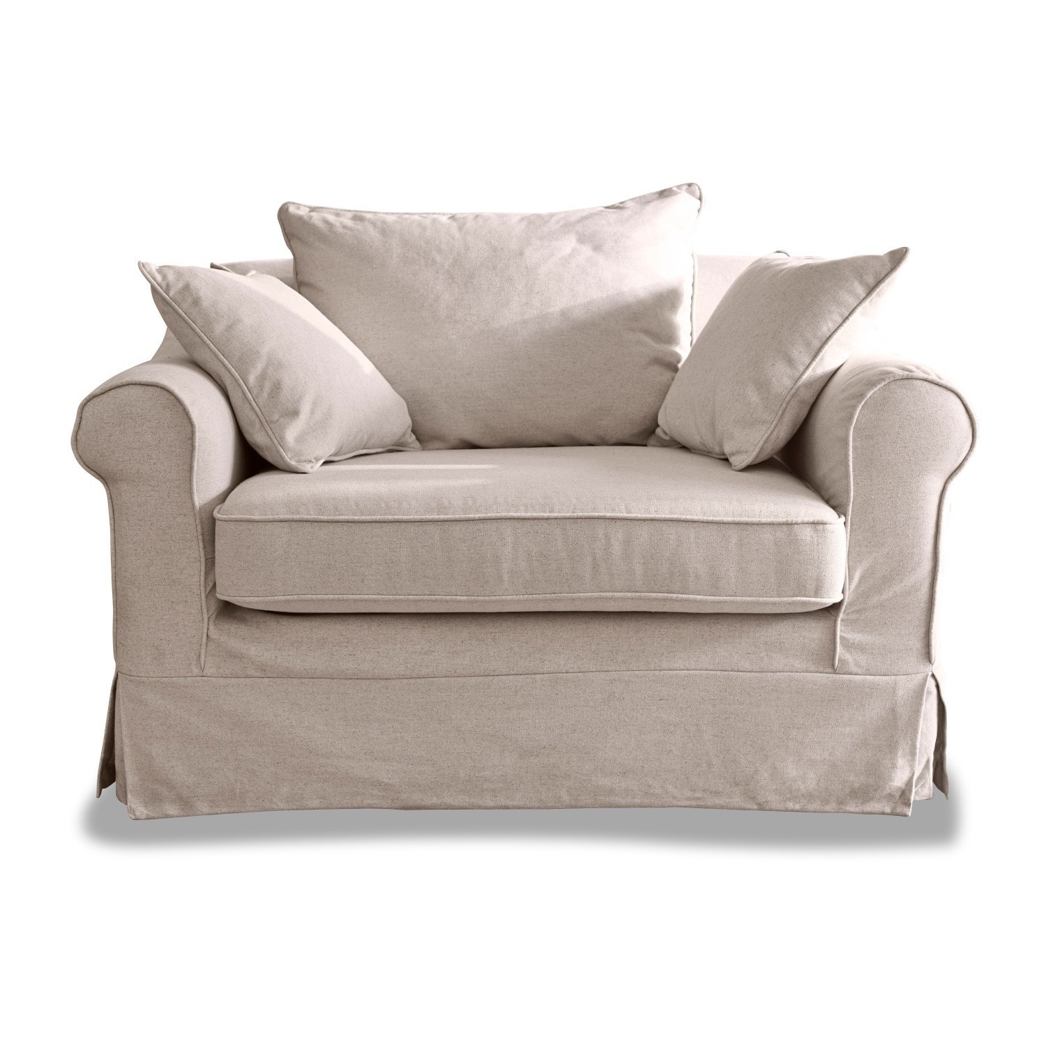 leinen Folsom Sessel aus beigem Leinen, weich und bequem, ideal fürs Wohnzimmer, Naturmaterial