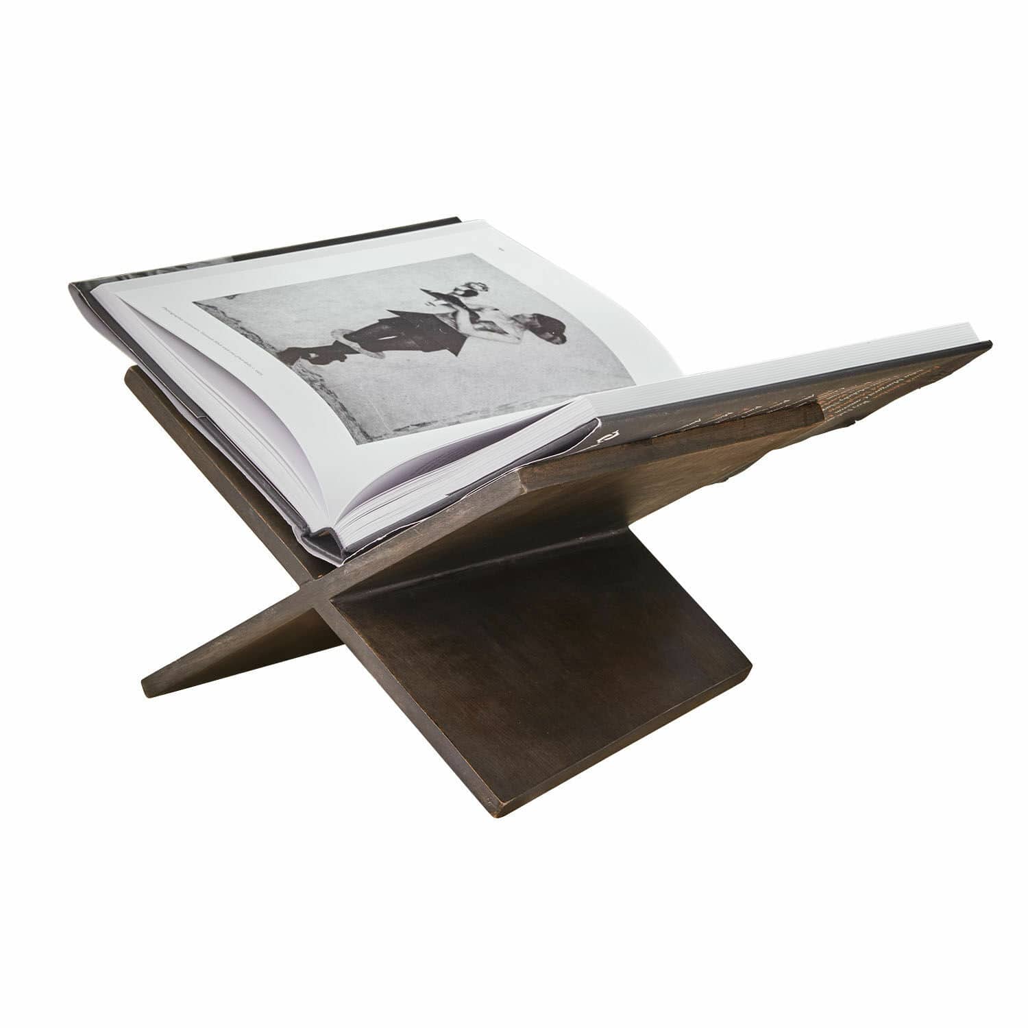 Buchständer Rialenca Buchständer aus dunklem Holz in Kreuzform, ideal für bequemes Lesen und Dekoration