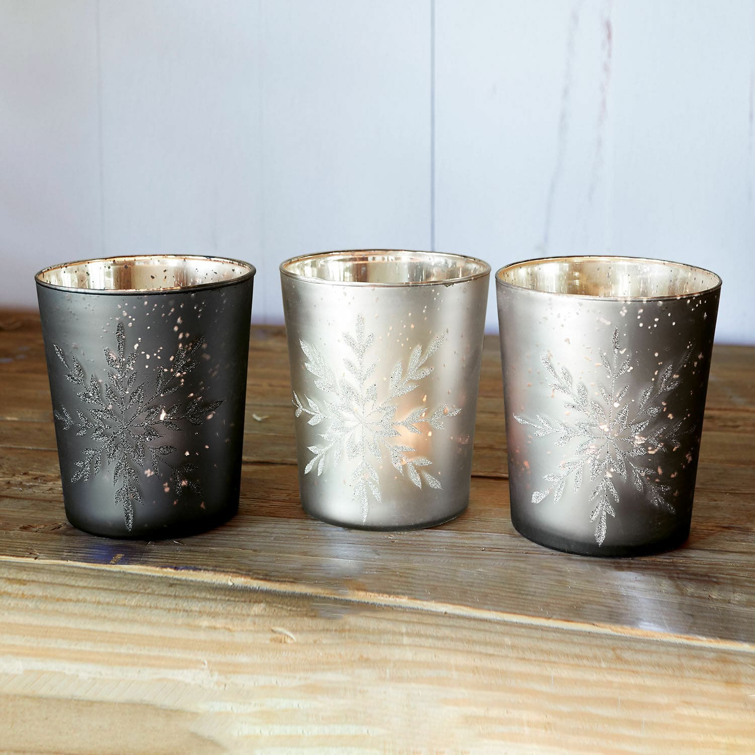 Windlicht 3er Set Snowflakes