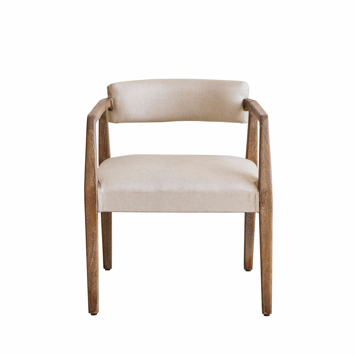 Stuhl mit beiger Polsterung und Holzrahmen im Vintage-Stil für Wohnzimmer und Esszimmer