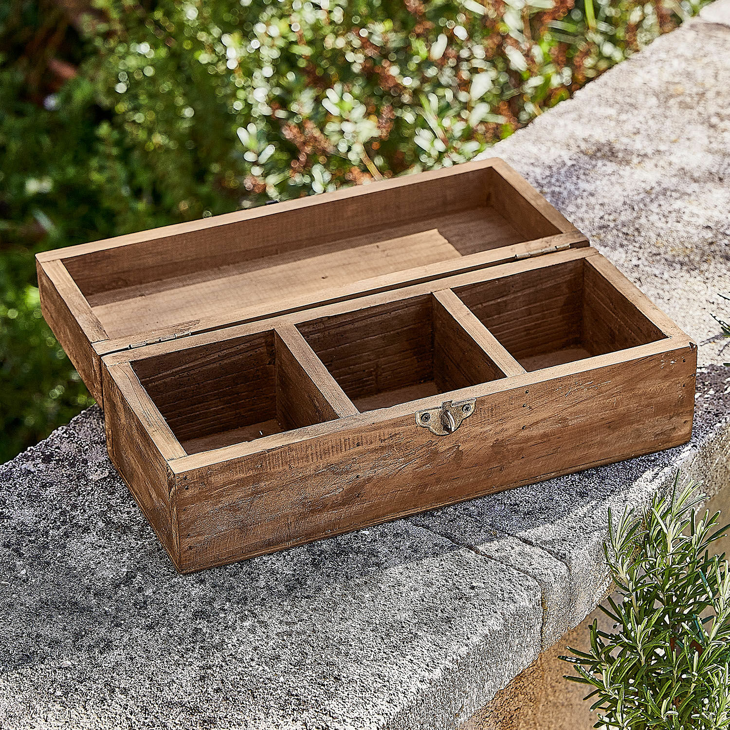 Dreiteiliges Holzbox in Naturfarbe, rustikaler Stil, dekorative Aufbewahrung für Zuhause