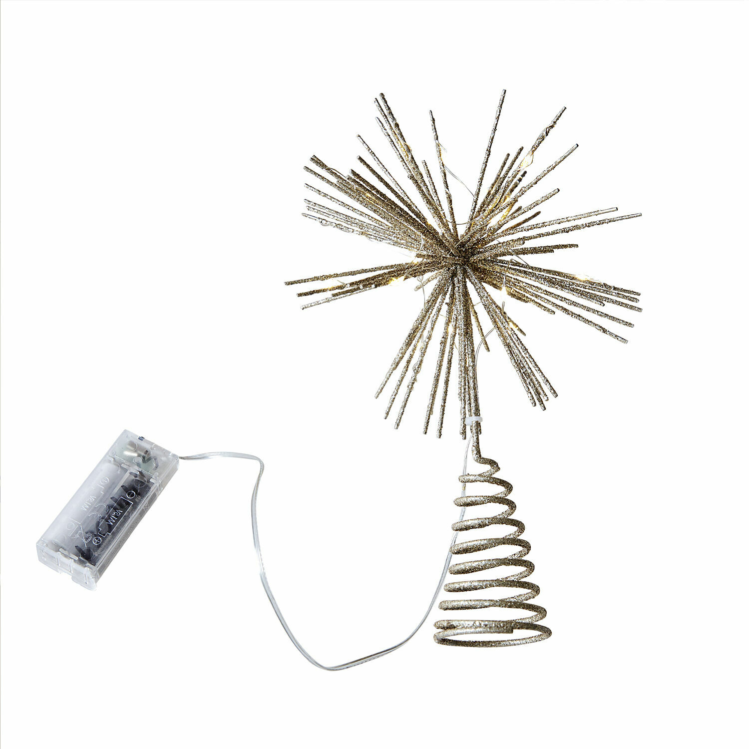 LED-Weihnachtsbaumspitze Quérillane Goldene Weihnachtsbaumspitze aus Draht mit LED-Beleuchtung und Batteriefach, festlicher Schmuck