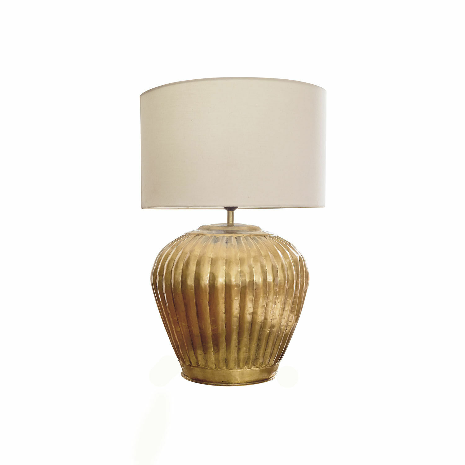 Tischlampe Fauville Tischlampe aus Messing mit cremefarbenem Lampenschirm, dekorative Lampe für Wohnzimmer oder Schlafzimmer