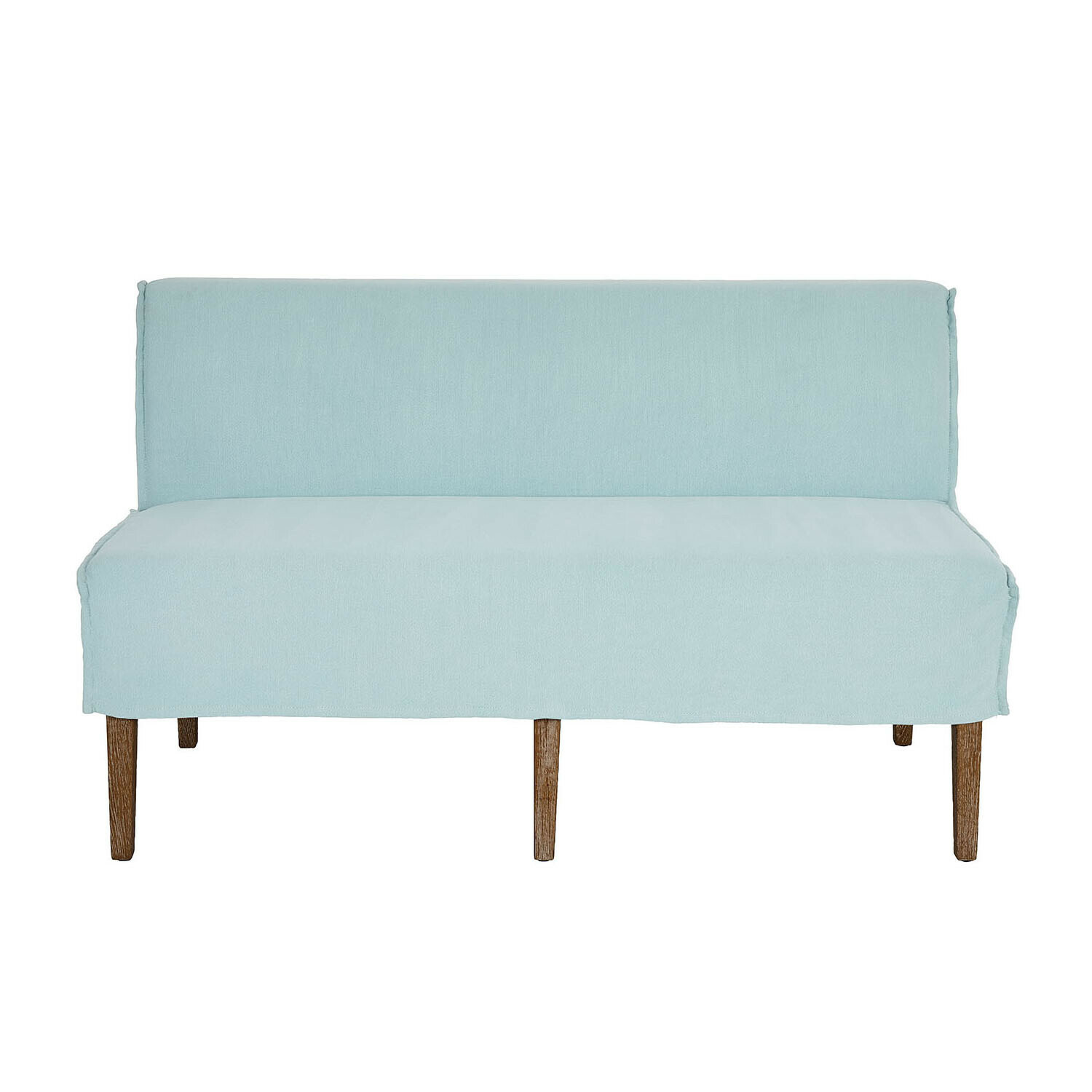 Hellblaues Küchensofa Vinterfjord aus Stoff mit Holzbeinen, bequemes Esszimmermöbel