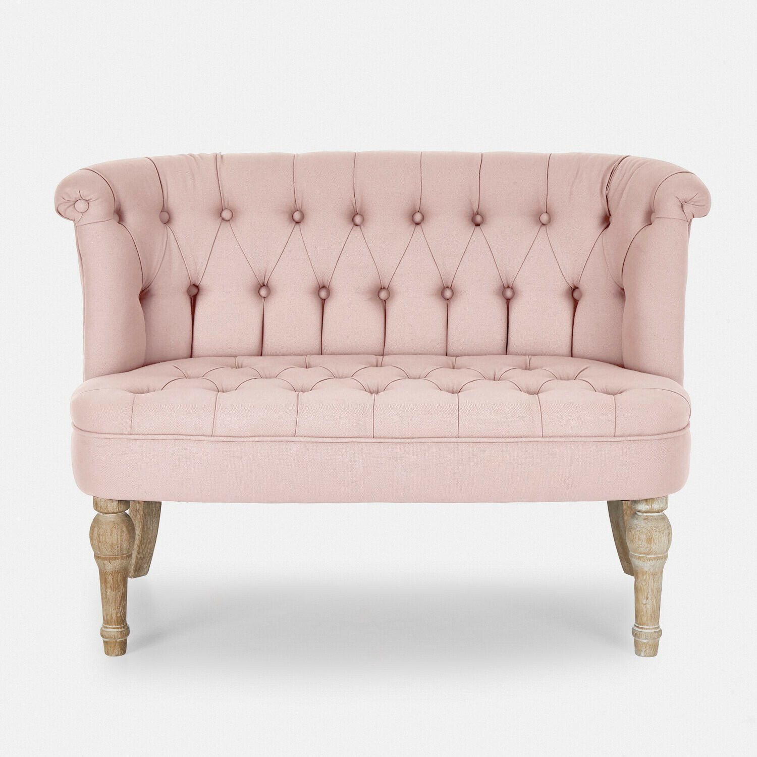 rosa Rosa gepolstertes Sofa Weralin mit Holzbeinen, elegantes Wohnzimmermöbel