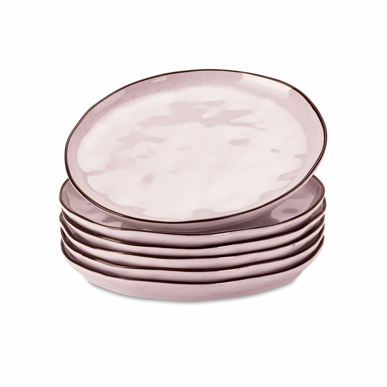 rosa 6-teiliges Set rosa Dessertteller aus Keramik Biarritz für Kuchen und Snacks