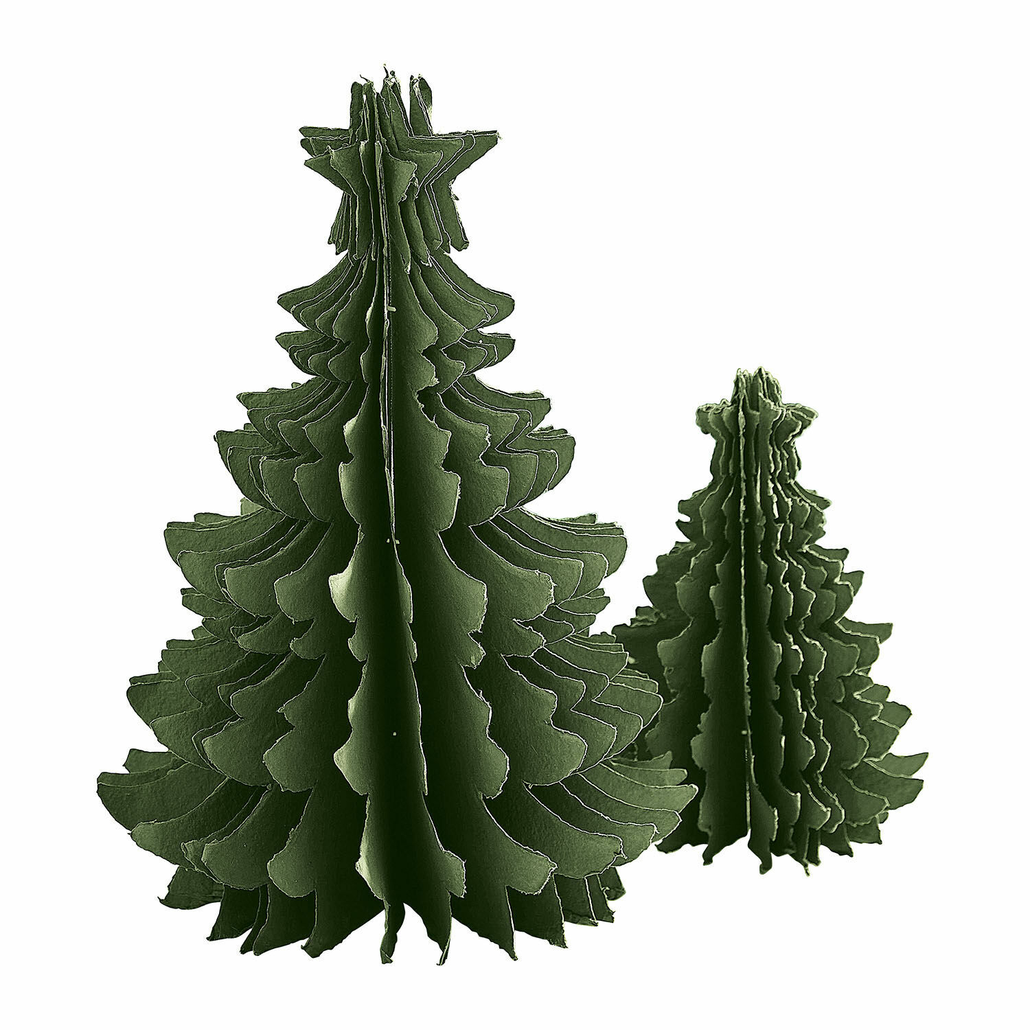 grün 2er Set dekorative Tannenbäume aus grünem Papier, festliche Weihnachtsdeko