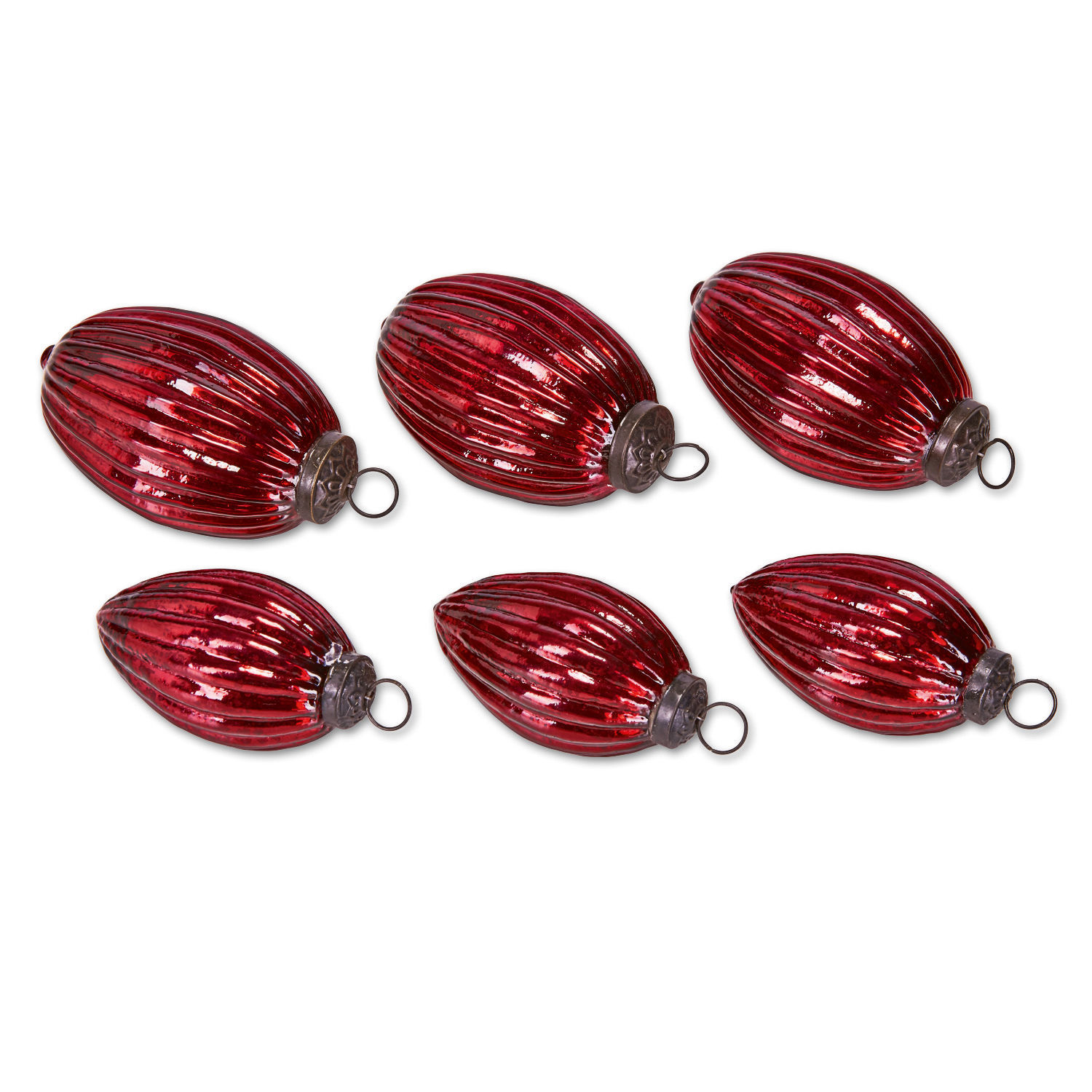 Weihnachtsschmuck 6er Set Blavet Sechsteiliges Set roter Glas-Weihnachtsanhänger mit Metallösen zum Aufhängen