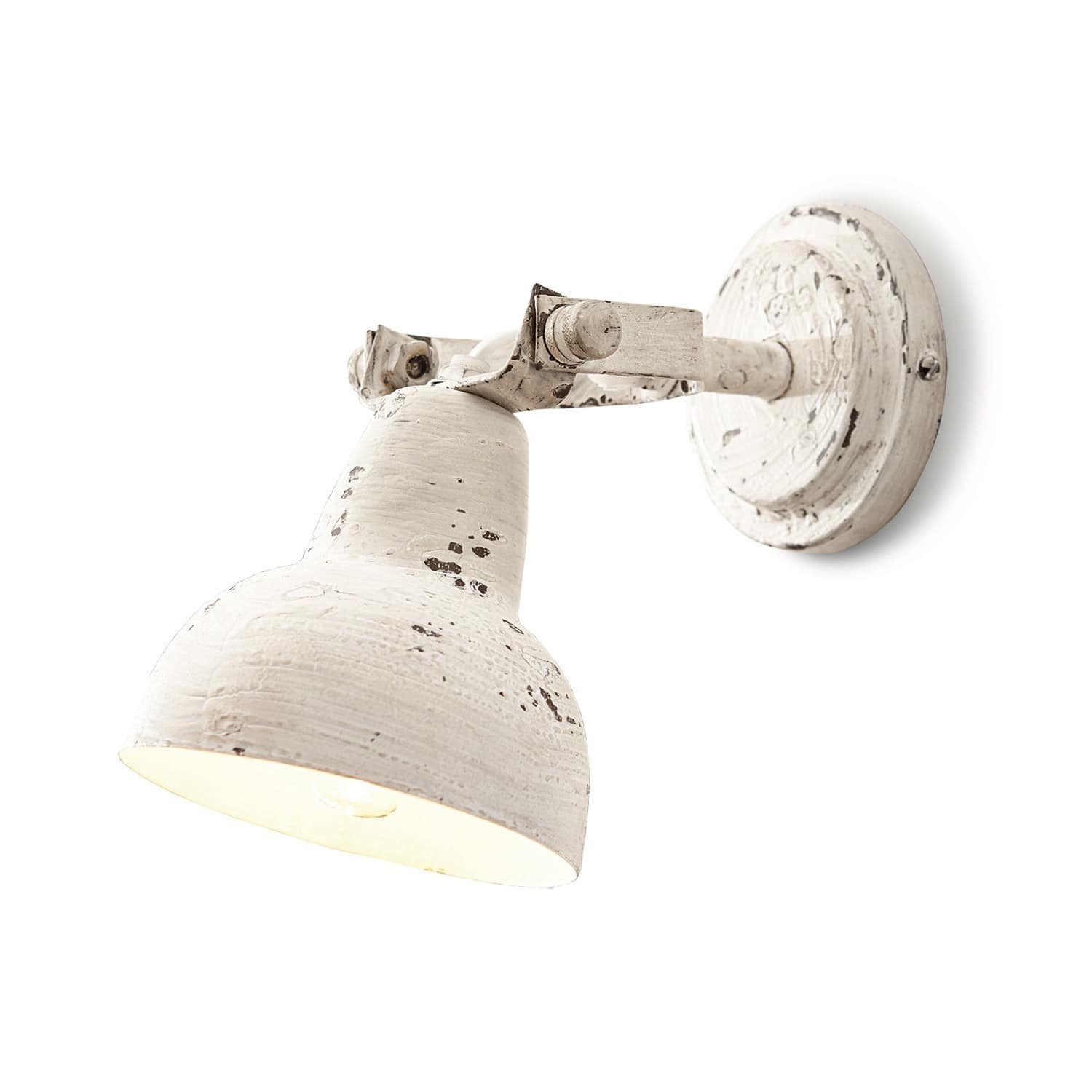 Wandlampe Rieke Metall-Wandleuchte im Vintage-Stil in weißem Used-Look für Wandbeleuchtung