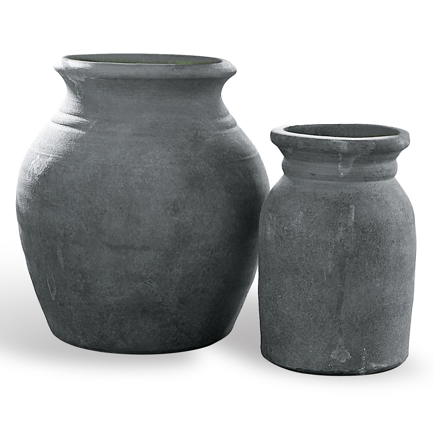 Vase 2er Set Molduc Set aus zwei grauen Keramikvasen mit rustikalem Design für Wohn- und Gartendekoration