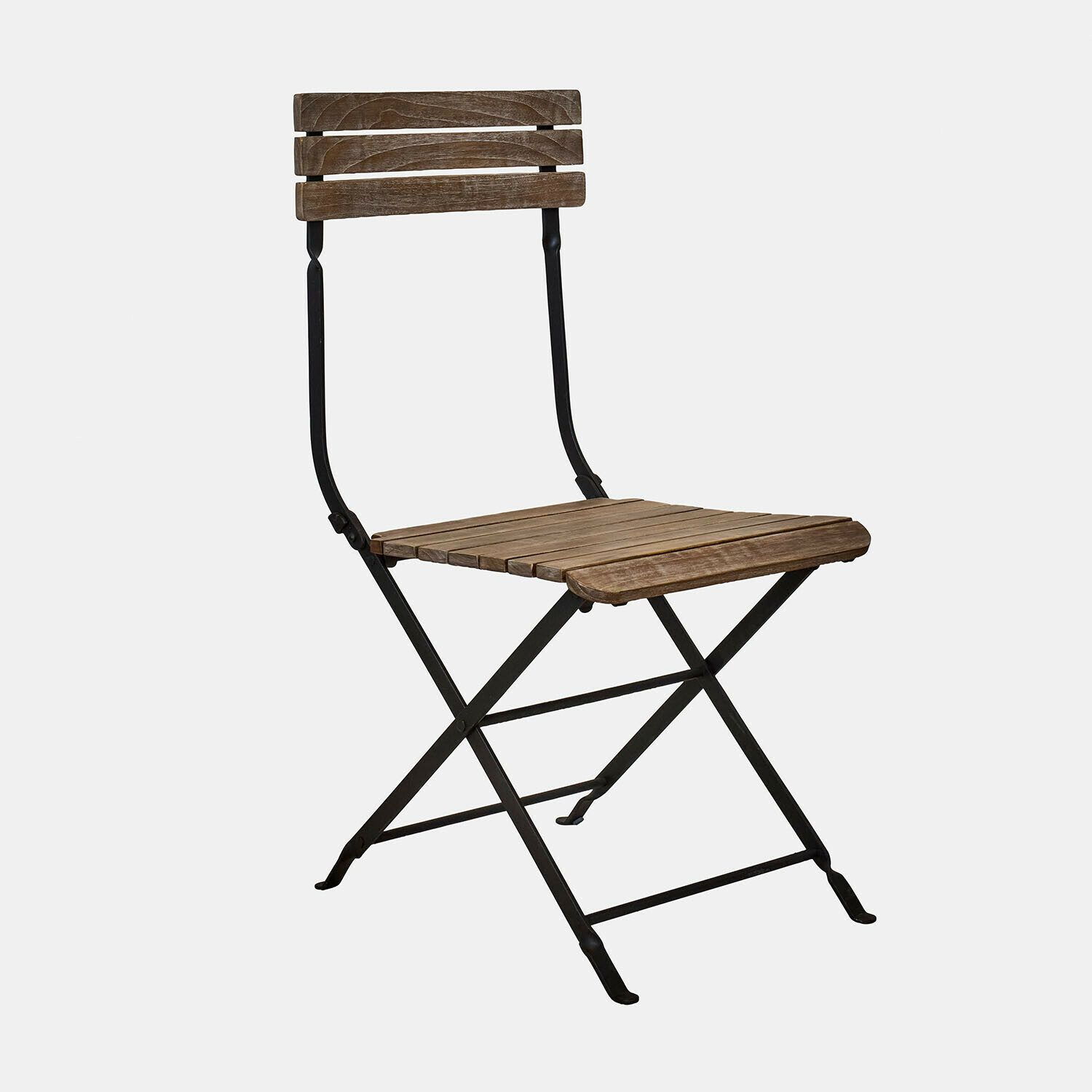 Stuhl Arémont Klappstuhl aus Holz mit schwarzem Metallgestell, ideal für Garten und Balkon