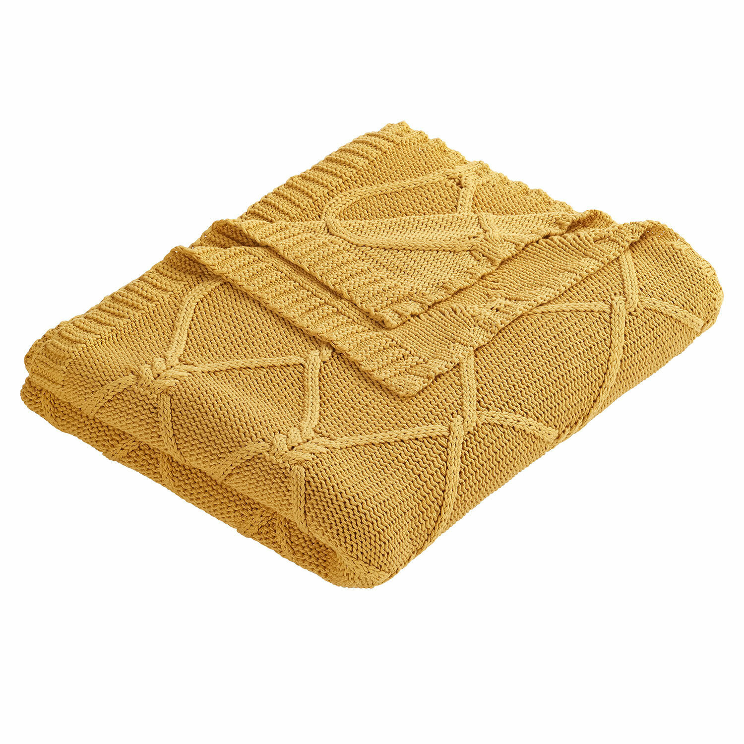 Plaid Cresil Weiche gelbe Strickdecke mit geometrischem Muster, ideal zum Dekorieren und Wärmen im Zuhause