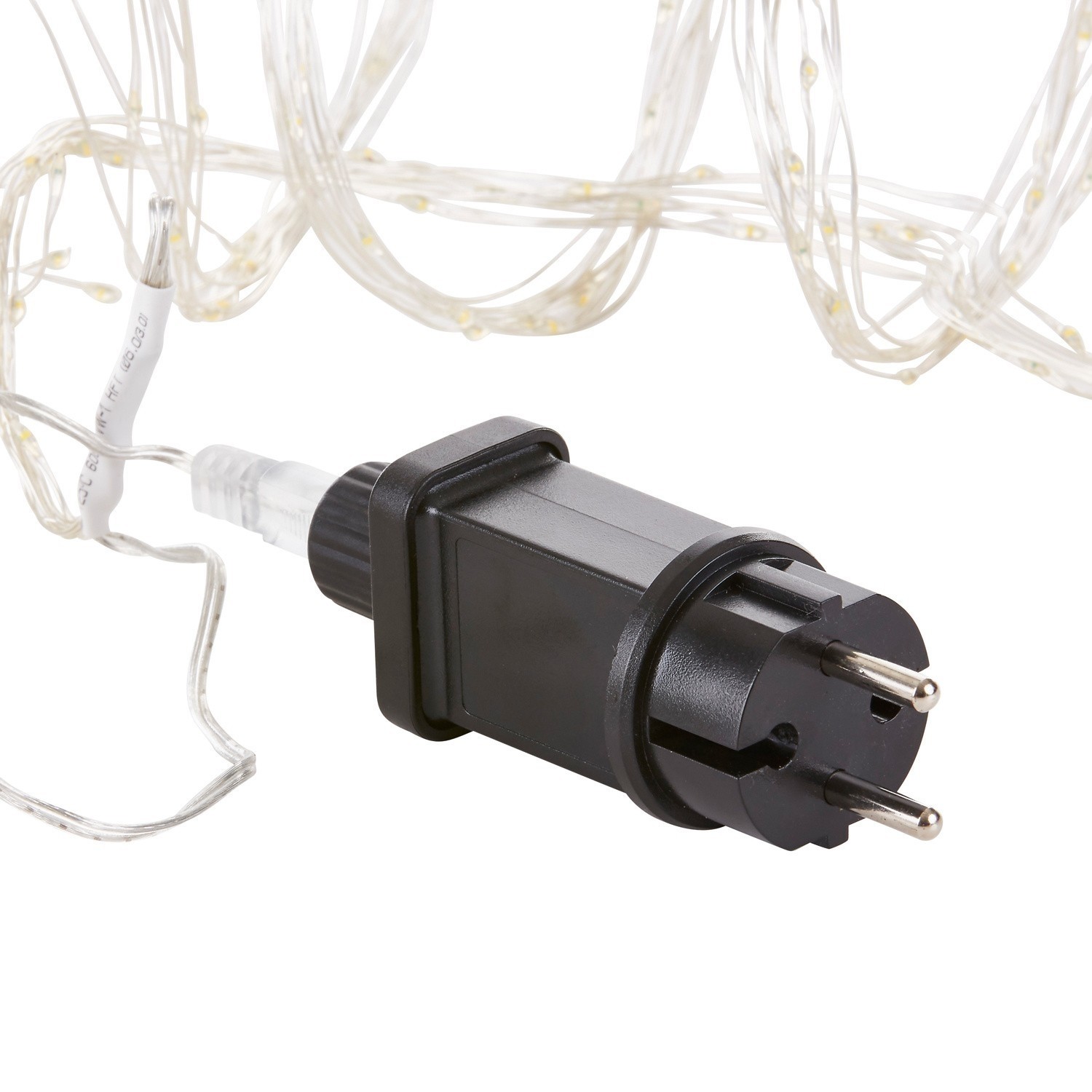 Schwarzer Kunststoff-Stecker mit transparentem LED-Kabel für dekorative Beleuchtung