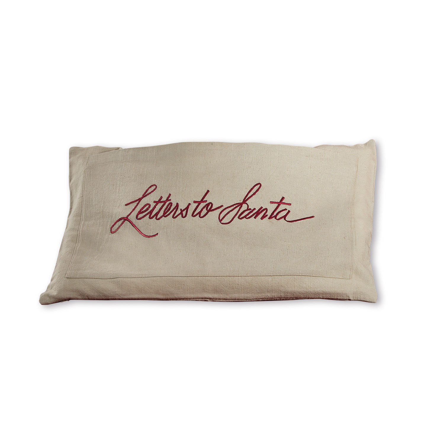 Kissenhülle Welenzas Beige Leinen-Kissenhülle mit rotem Schriftzug Letters to Santa, weihnachtliche Dekoration