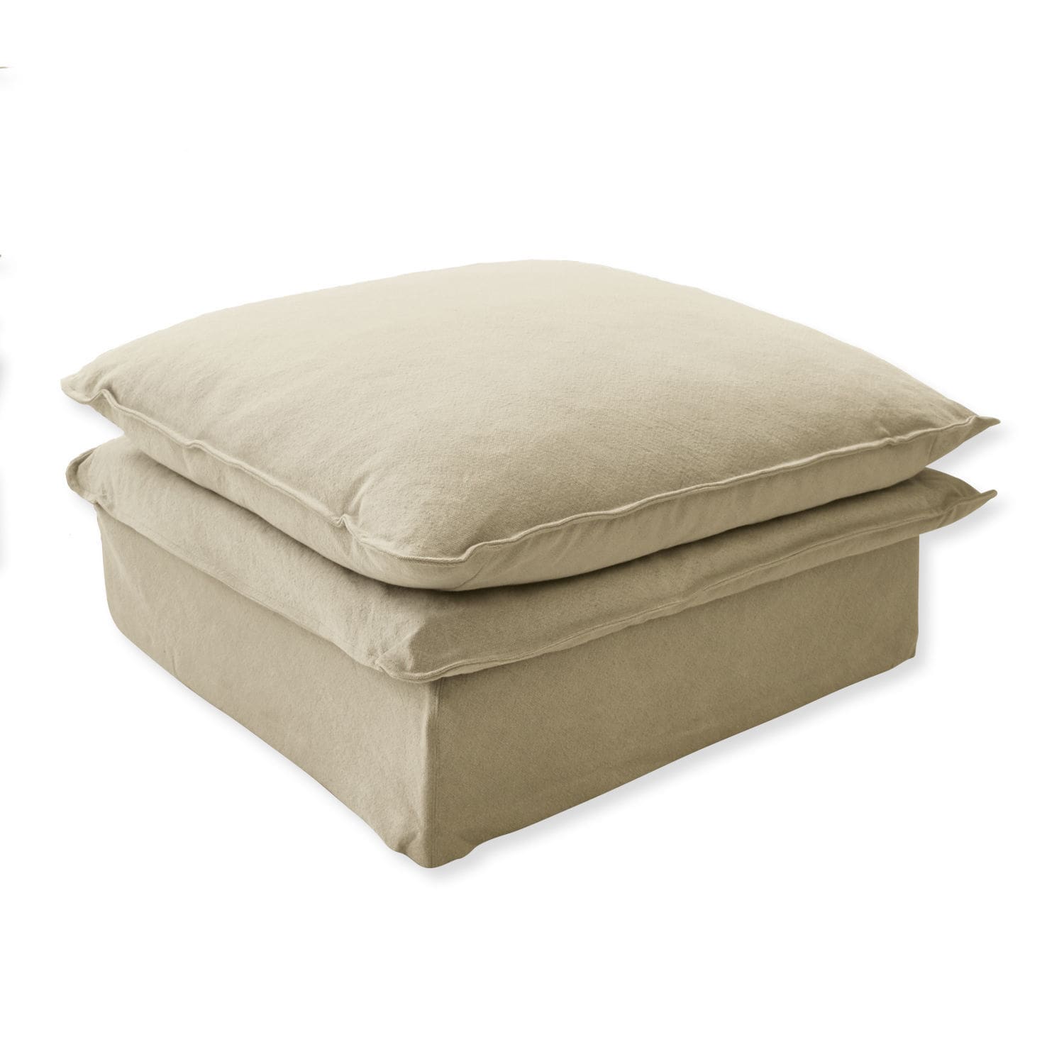 Beiger Hocker Curdis aus weichem Material, bequeme Sitzgelegenheit für Wohnzimmer