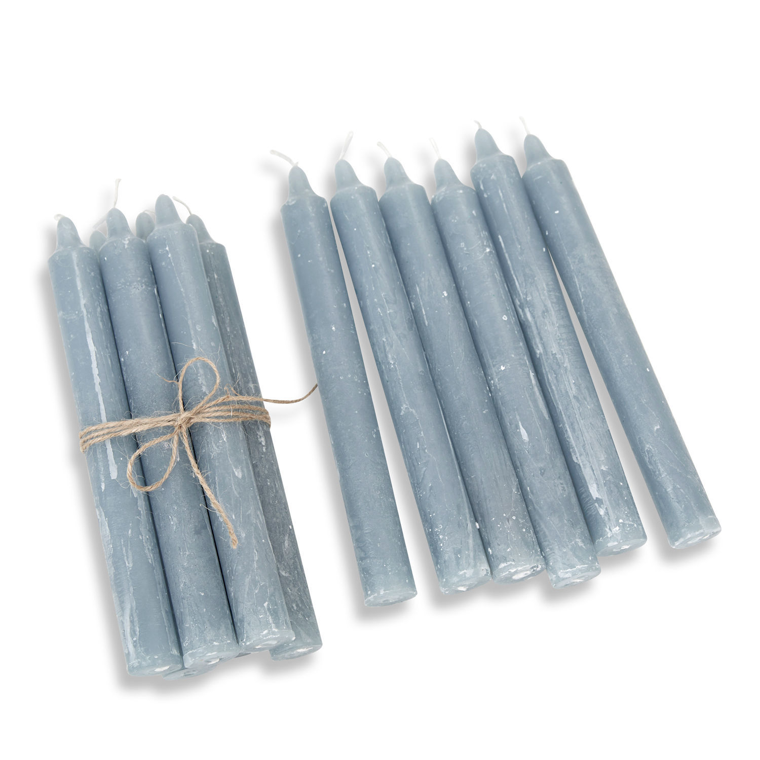 Kerze 12er Set Bauceau Set aus blauen Stabkerzen aus Wachs, dekoratives Wohnaccessoire und Lichtquelle