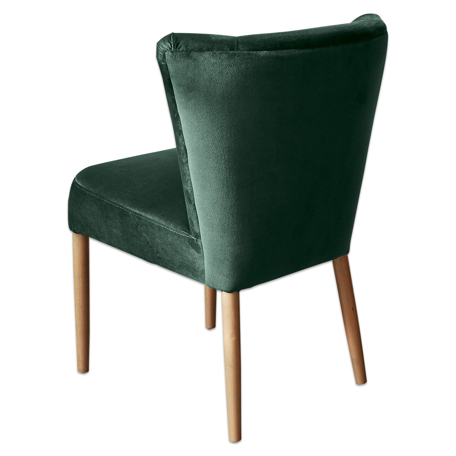 Grüner Samt-Stuhl mit Holzbeinen, eleganter Polsterstuhl für Wohnzimmer