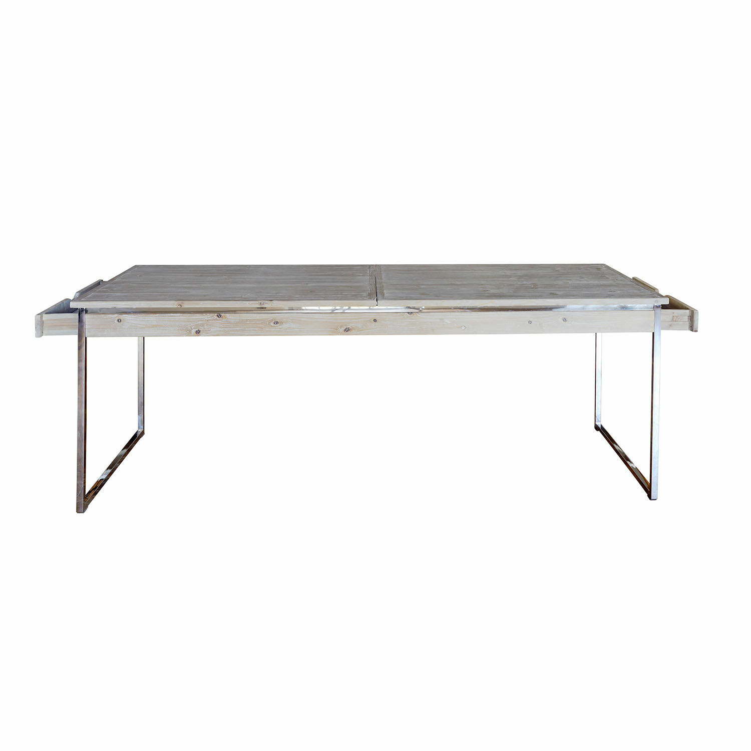Ausziehbarer Tisch aus hellem Holz mit Metallbeinen, modernes Design für Esszimmer