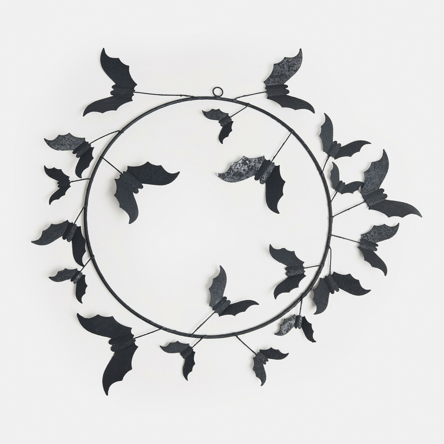 Kranz Brynnach Dekorativer schwarzer Metallkranz mit Fledermaus-Motiv, Halloween-Wanddekoration