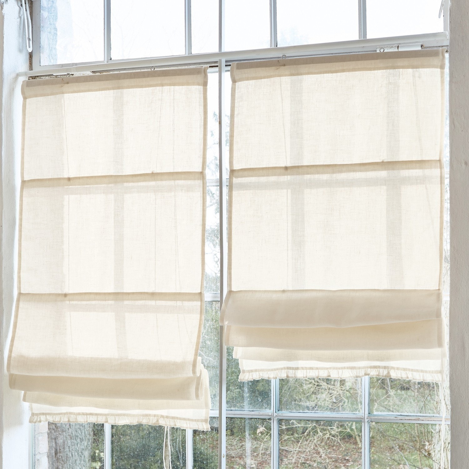 Faltrollo Dercy Beige römische Rollos aus leichtem Leinen am Fenster, Innenraumdekoration und Sonnenschutz