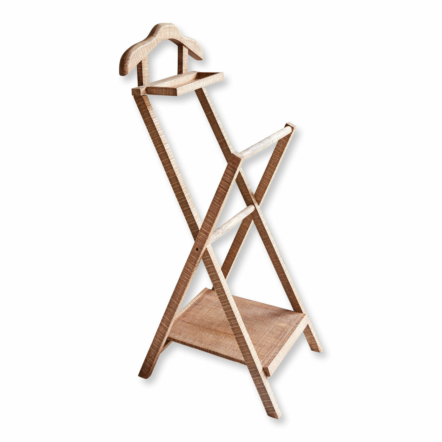 Heller Holz-Kleiderständer mit Ablage und Bügel, praktisches Möbelstück für Zuhause