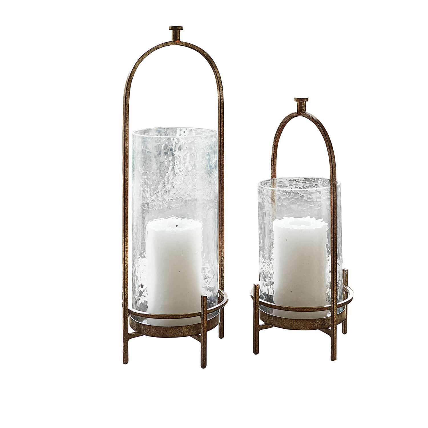 Windlicht 2er Set Aquivar Set aus zwei Laternen aus Metall und Glas mit weißen Kerzen, Dekoration für Innen und Außen