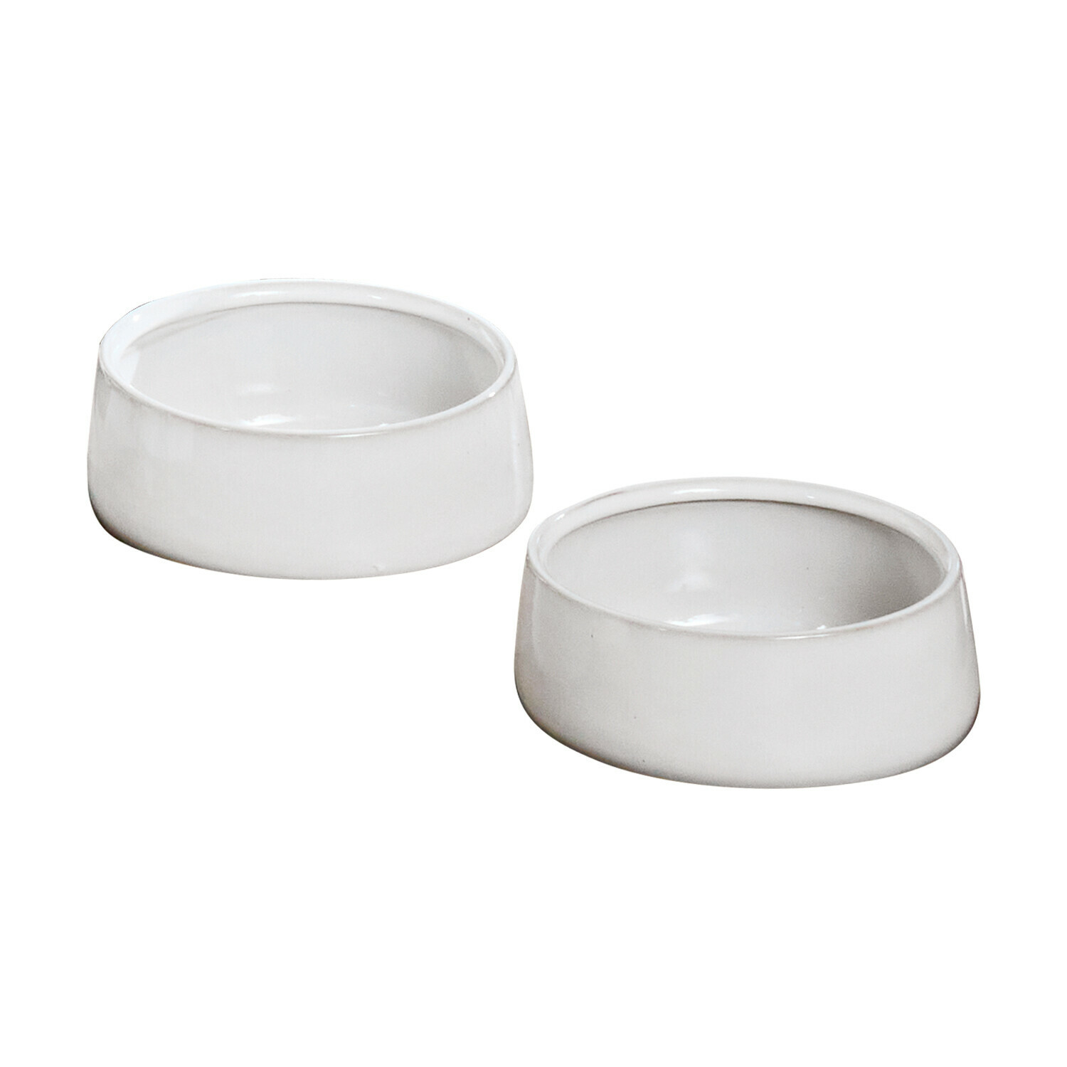 Futternapf 2er Set Felluna Set aus zwei weißen Keramiknäpfen mit schlichtem Design, ideal für Tierfutter