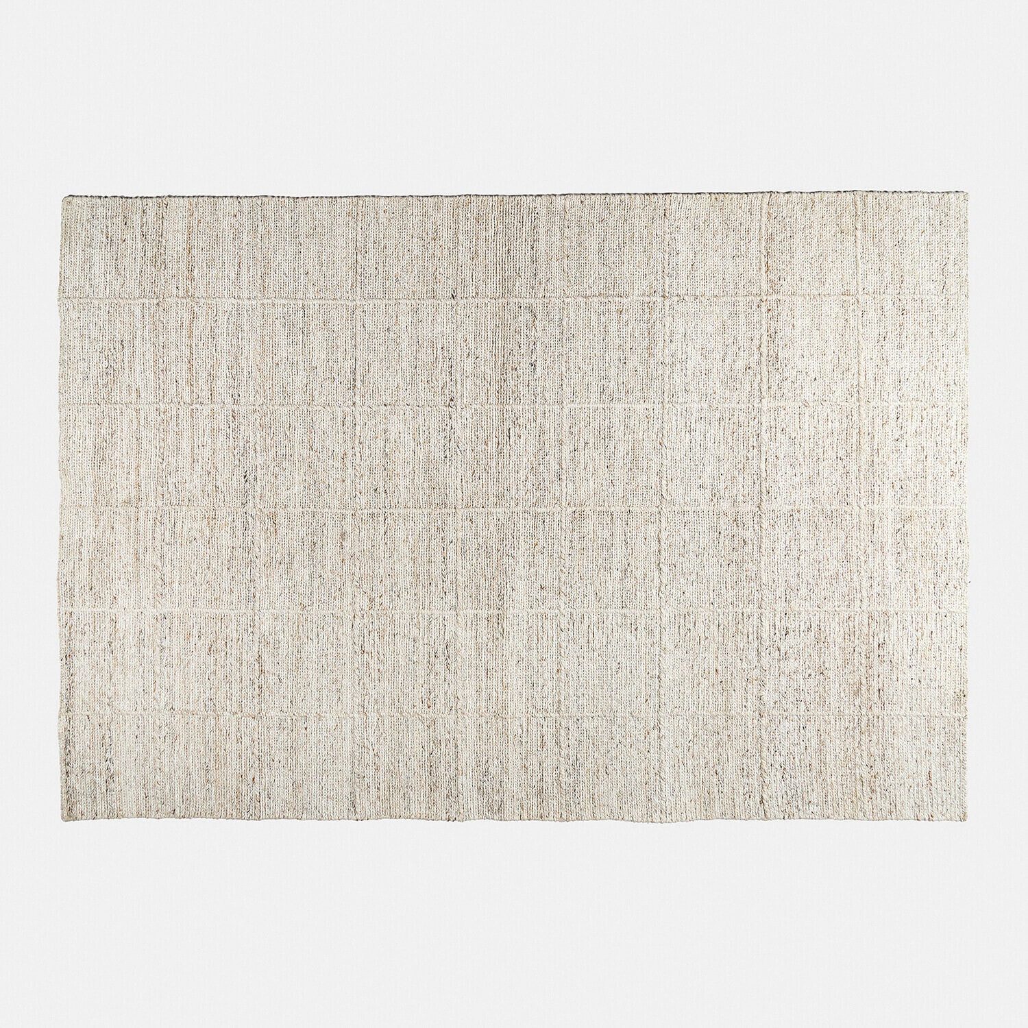 In- & Outdoor-Teppich Gravière Beiger Teppich aus Naturmaterial mit feinem geometrischem Muster für Wohnzimmer