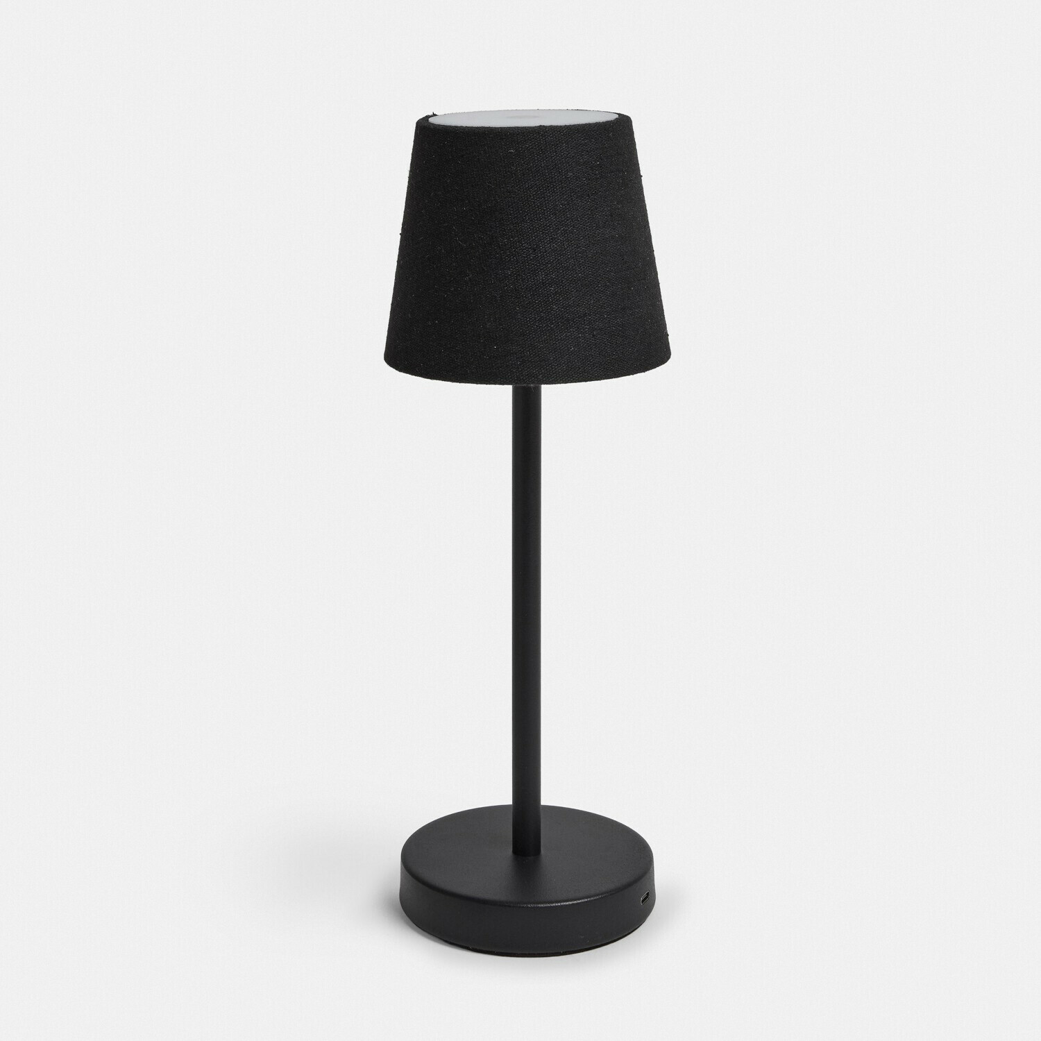 schwarz Wiederaufladbare schwarze Tischlampe Sylvainie mit Stoffschirm und Metallfuß für Wohnraumbeleuchtung