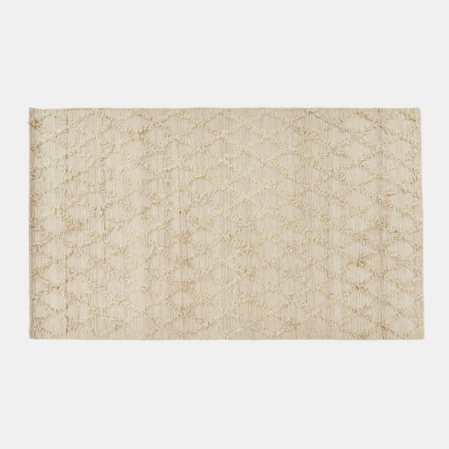 Beiger Teppich mit geometrischem Muster aus weichem Stoff, Wohn- und Bodenbelag