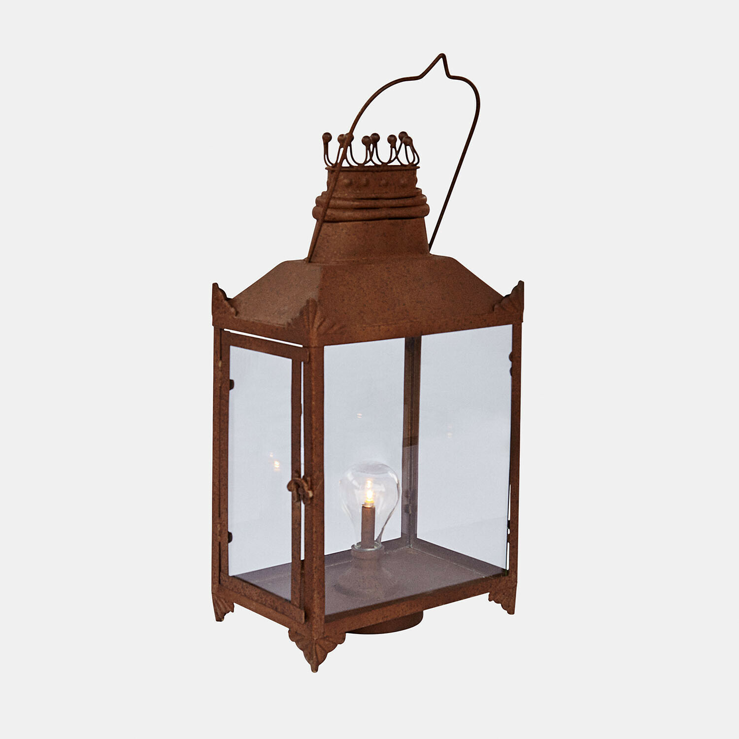LED-Laterne Volanaïs Rustikale Metalllaterne mit Rostoptik und Glasscheiben, dekorative Lampe mit Glühbirne