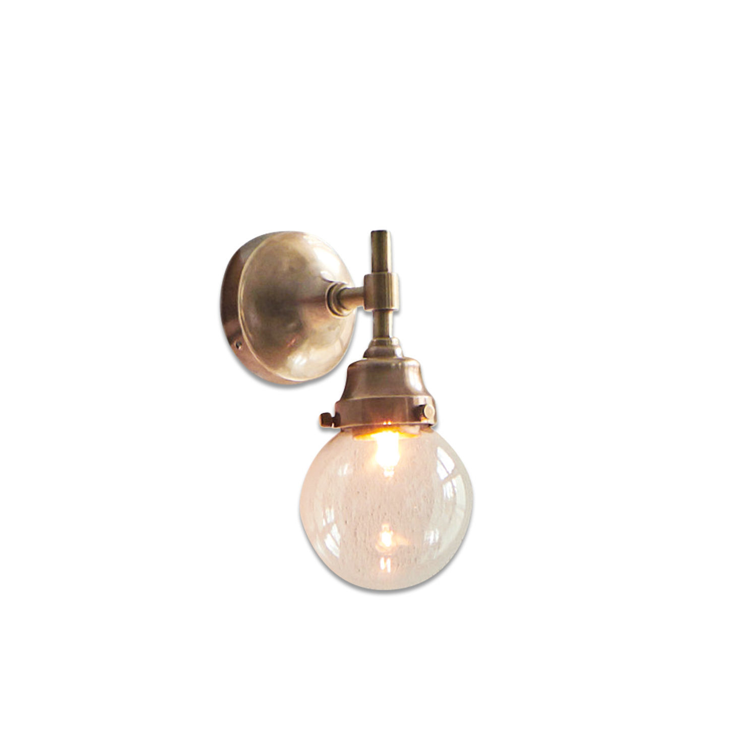Wandlampe aus Messing mit klarem Glaskugel-Schirm, Vintage-Stil, dekorative Beleuchtung