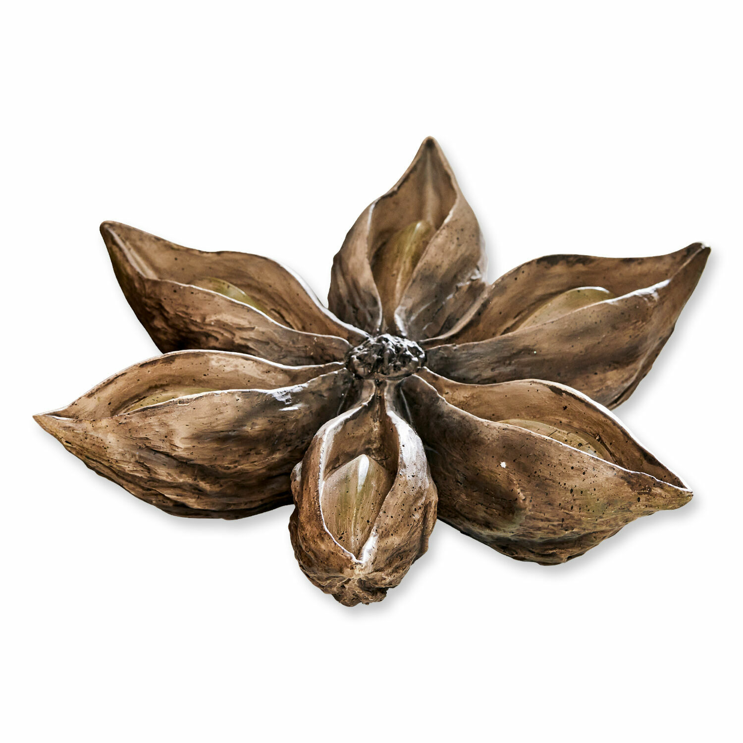 Deko-Objekt Wedekir Dekorativer Kerzenhalter in Blumenform aus braunem Metall, stilvolle Wohnraumdekoration.
