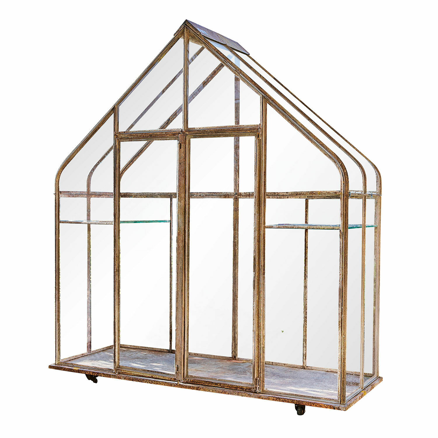 Gewächshaus Belfaux aus Glas und Metall in antikbraun, ideal für den Anbau von Pflanzen im Haus