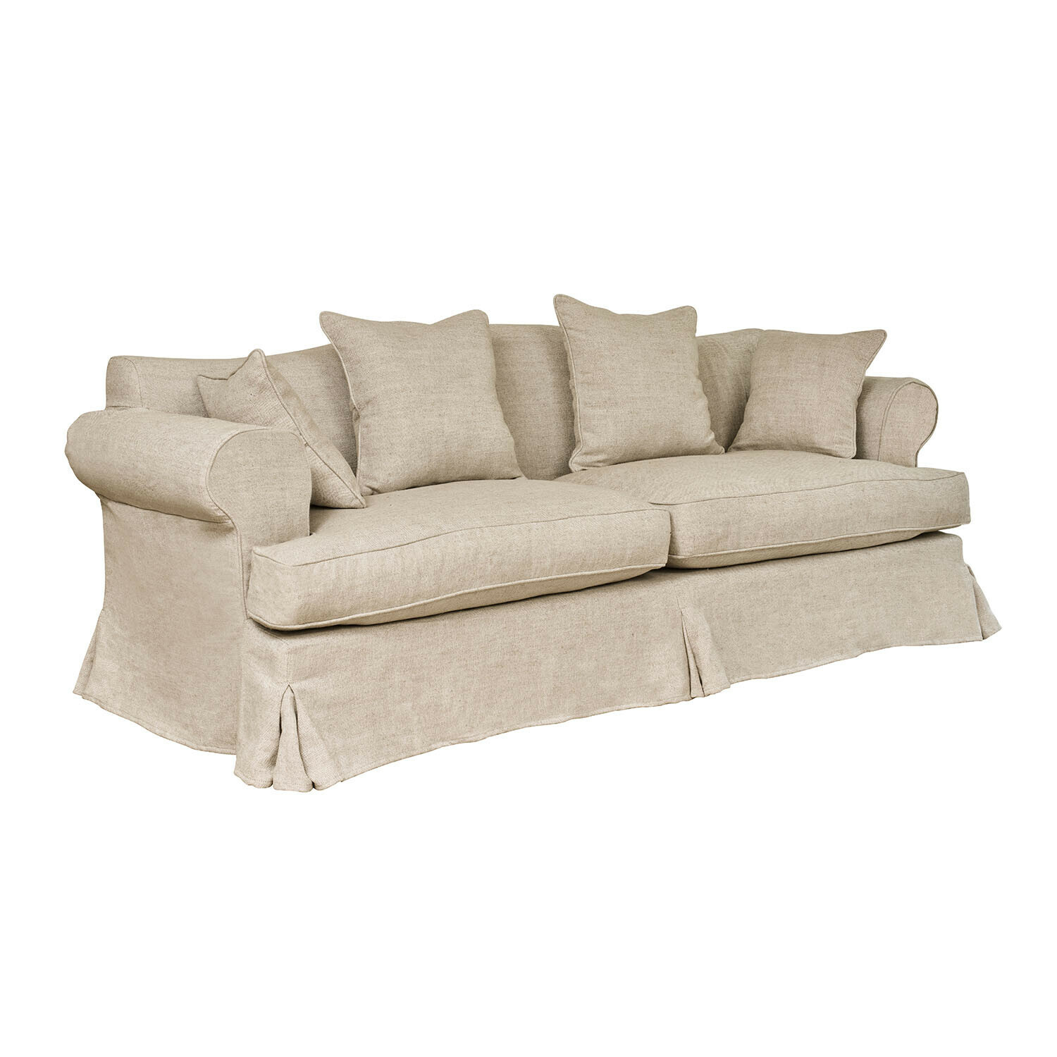 Sofa Dawnhurst Beiges Sofa aus Stoff mit Kissen, bequem und stilvoll fürs Wohnzimmer