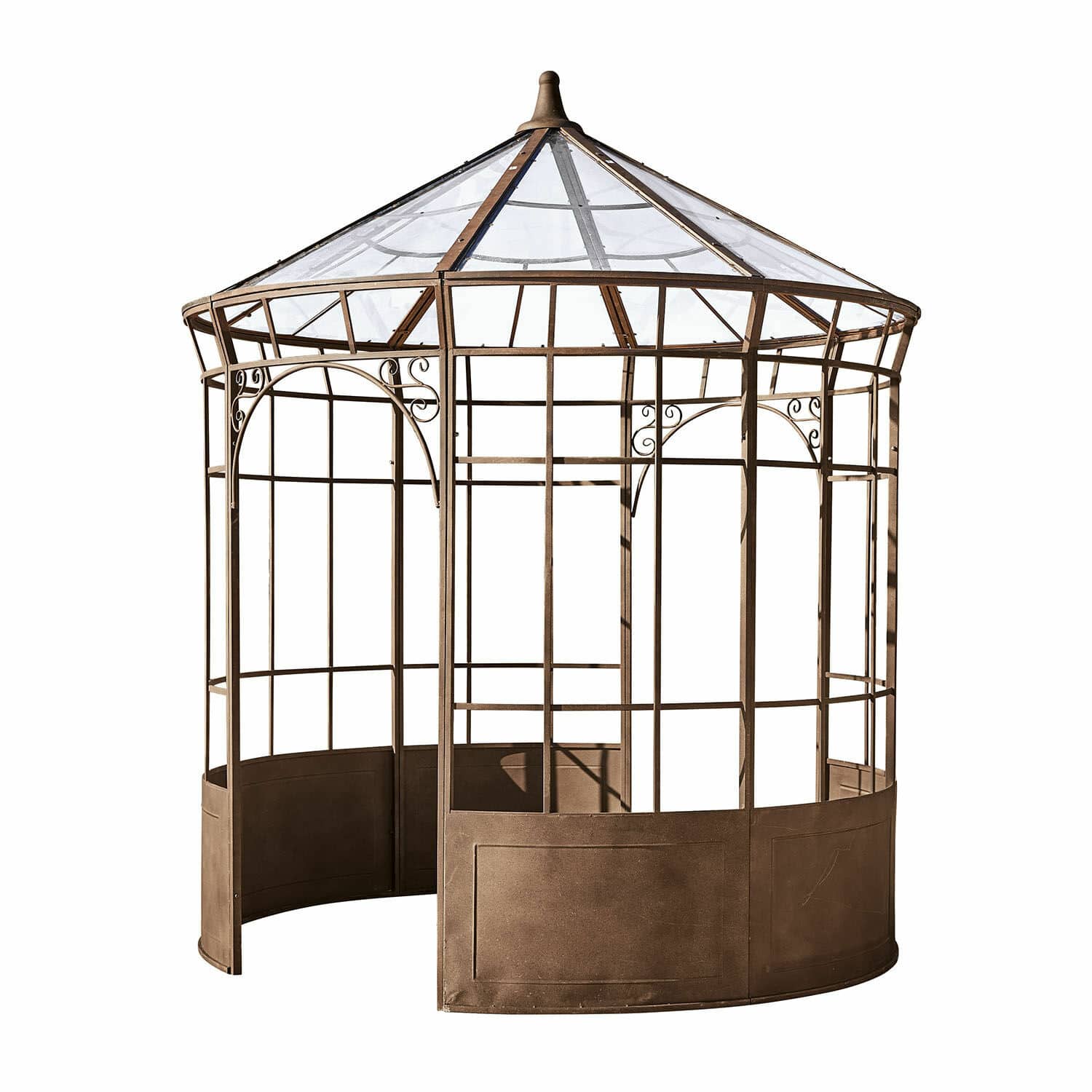 Pavillon Murillo Achteckiger Gartenpavillon aus rostfarbenem Metall mit transparentem Dach für den Außenbereich